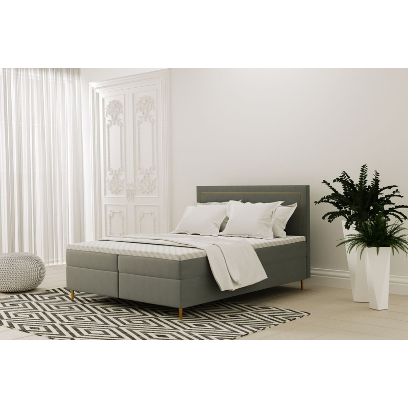 Pohodlná boxspringová postel JANINA - 200x200, šedá