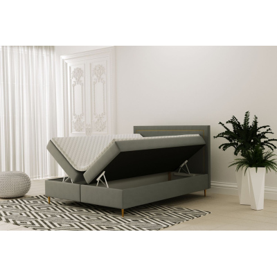 Pohodlná boxspringová postel JANINA - 200x200, šedá
