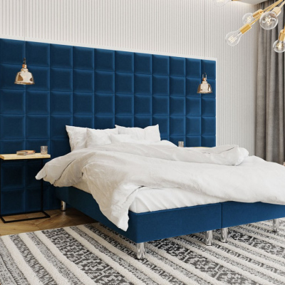 Čalouněná manželská postel 180x200 NECHLIN 2 - modrá + panely 30x30 cm ZDARMA