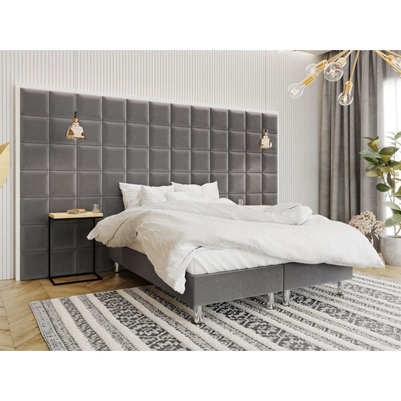 Čalouněná manželská postel 180x200 NECHLIN 2 - šedá + panely 30x30 cm ZDARMA
