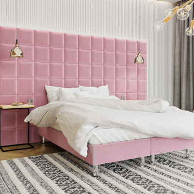 Čalouněná manželská postel 180x200 NECHLIN 2 - růžová + panely 30x30 cm ZDARMA