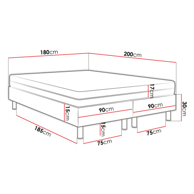 Čalouněná manželská postel 180x200 NECHLIN 2 - bílá ekokůže + panely 30x30 cm ZDARMA
