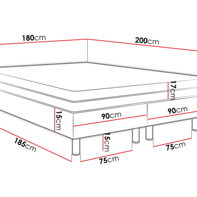 Čalouněná manželská postel 180x200 NECHLIN 2 - černá ekokůže + panely 30x30 cm ZDARMA
