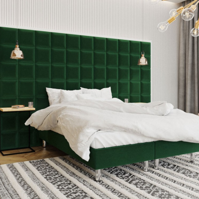 Čalouněná manželská postel 140x200 NECHLIN 2 - zelená + panely 30x30 cm ZDARMA