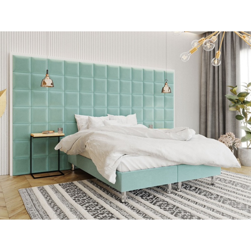 Čalouněná manželská postel 140x200 NECHLIN 2 - mentolová + panely 30x30 cm ZDARMA