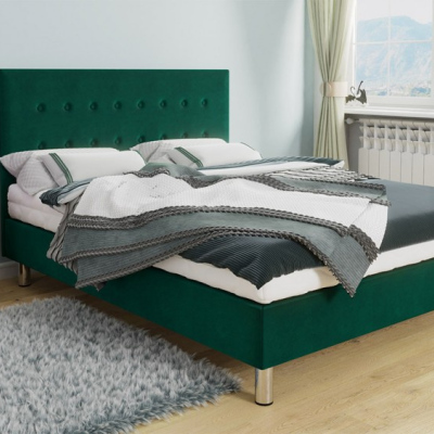 Čalouněná manželská postel 140x200 NECHLIN 3 - zelená