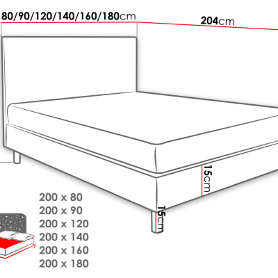 Čalouněná manželská postel 180x200 NECHLIN 3 - zelená