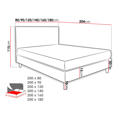 Čalouněná manželská postel 140x200 NECHLIN 3 - šedá