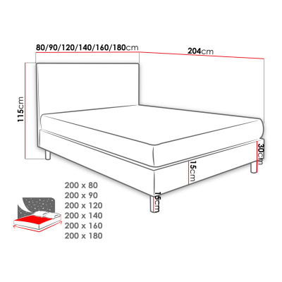 Čalouněná manželská postel 140x200 NECHLIN 3 - růžová