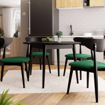 Kulatý jídelní stůl 120 cm se 4 židlemi OLMIO 1 - černý / zelený