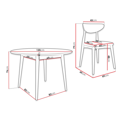 Kulatý jídelní stůl 120 cm se 4 židlemi OLMIO 1 - přírodní dřevo / zelený