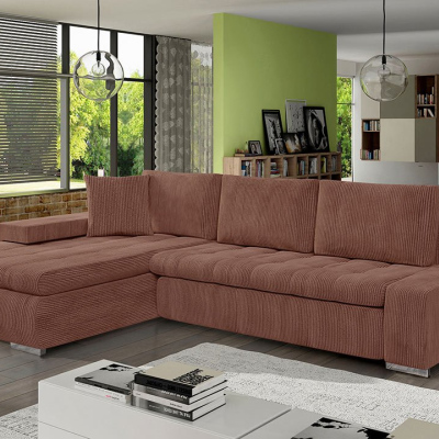 Rohová sedačka na každodenní spaní ABEL 2 - tmavá růžová