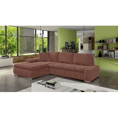 Rohová sedačka na každodenní spaní ABEL 2 - tmavá růžová