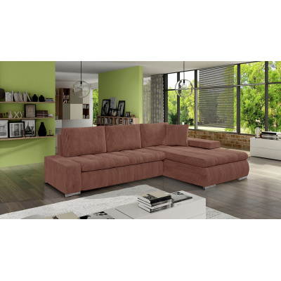 Rohová sedačka na každodenní spaní ABEL 2 - tmavá růžová
