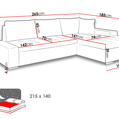 Rohová sedačka na každodenní spaní ABEL 2 - šedá