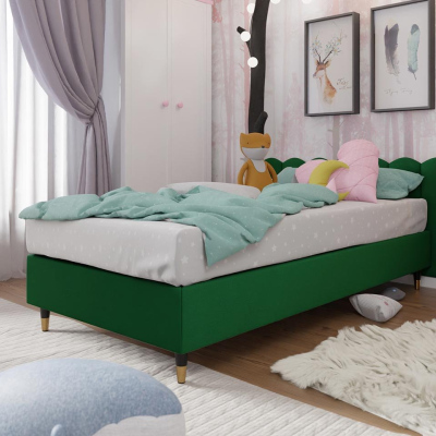 Jednolůžková čalouněná postel s matrací 90x200 NECHLIN 5 - zelená