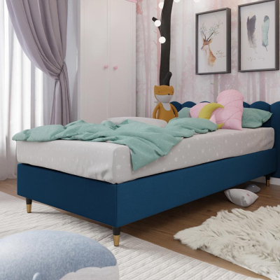 Jednolůžková čalouněná postel s matrací 90x200 NECHLIN 5 - modrá