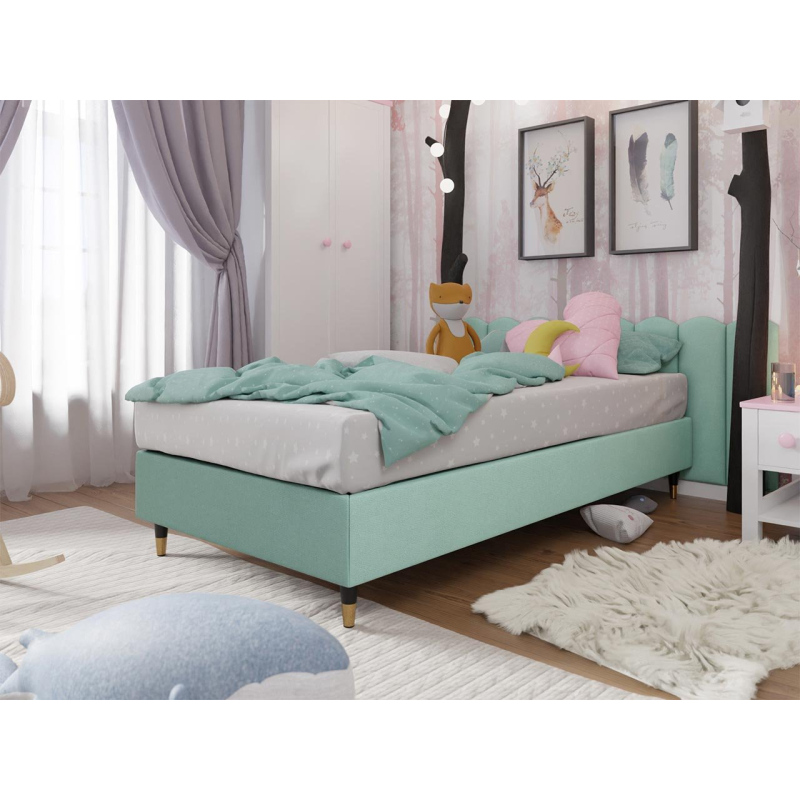 Jednolůžková čalouněná postel s matrací 90x200 NECHLIN 5 - mentolová