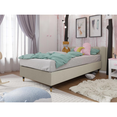 Jednolůžková čalouněná postel s matrací 90x200 NECHLIN 5 - béžová