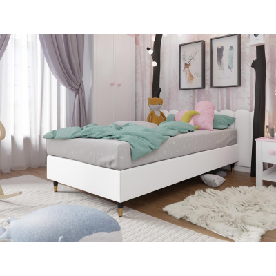 Jednolůžková čalouněná postel s matrací 80x200 NECHLIN 5 - bílá ekokůže