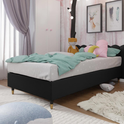 Jednolůžková čalouněná postel s matrací 80x200 NECHLIN 5 - černá ekokůže