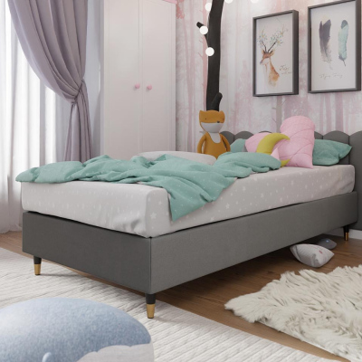 Jednolůžková čalouněná postel s matrací 80x200 NECHLIN 5 - šedá