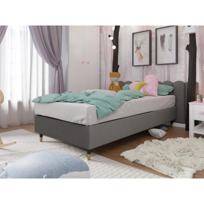 Jednolůžková čalouněná postel s matrací 80x200 NECHLIN 5 - šedá