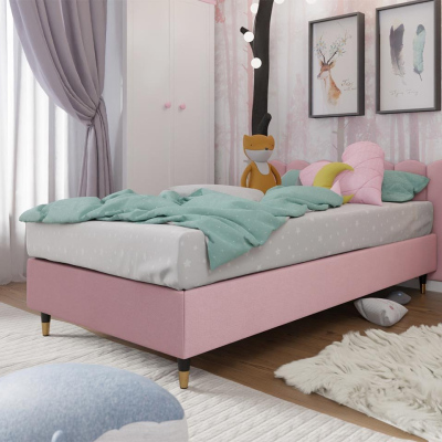 Jednolůžková čalouněná postel s matrací 80x200 NECHLIN 5 - růžová