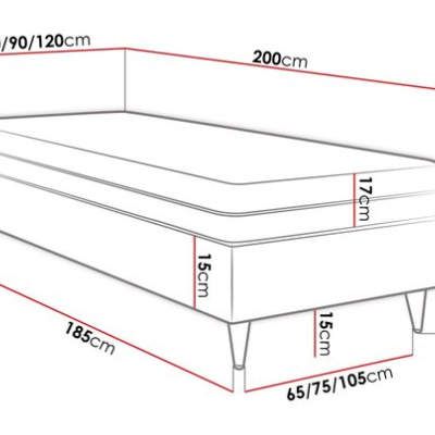 Jednolůžková čalouněná postel s matrací 90x200 NECHLIN 5 - šedá