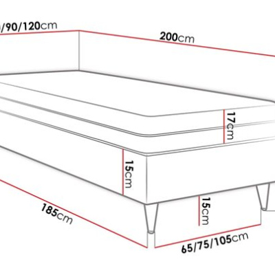 Jednolůžková čalouněná postel s matrací 80x200 NECHLIN 5 - bílá ekokůže