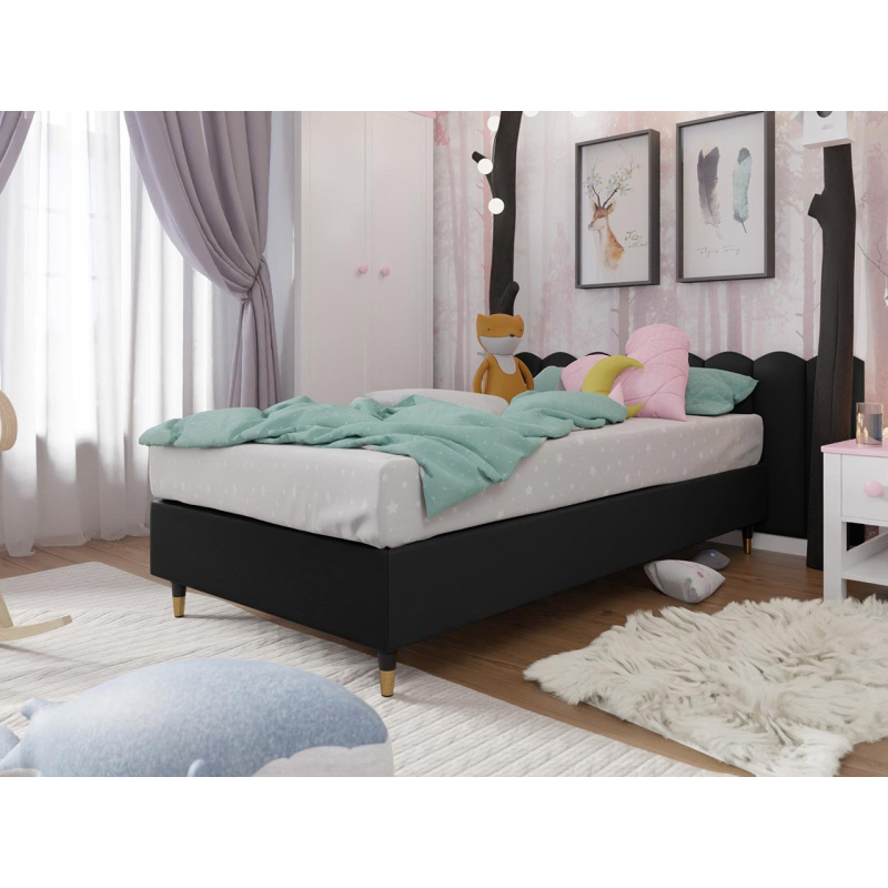 Jednolůžková čalouněná postel s matrací 120x200 NECHLIN 5 - černá ekokůže