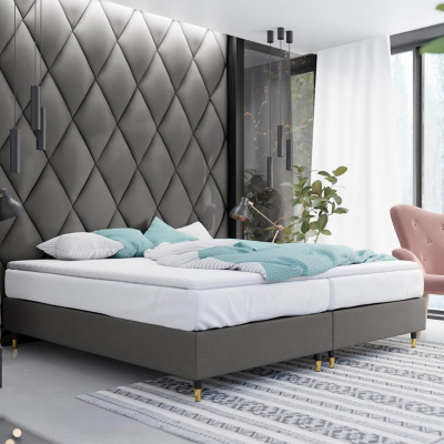Manželská čalouněná postel s matrací 180x200 NECHLIN 5 - šedá