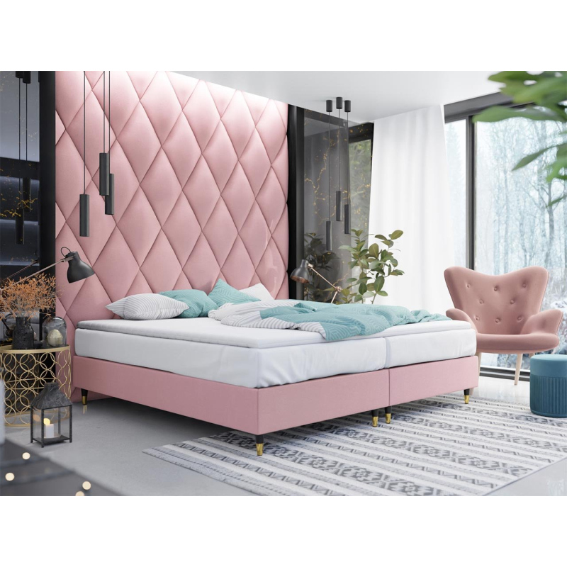 Manželská čalouněná postel s matrací 180x200 NECHLIN 5 - růžová