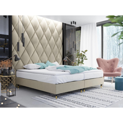 Manželská čalouněná postel s matrací 180x200 NECHLIN 5 - béžová