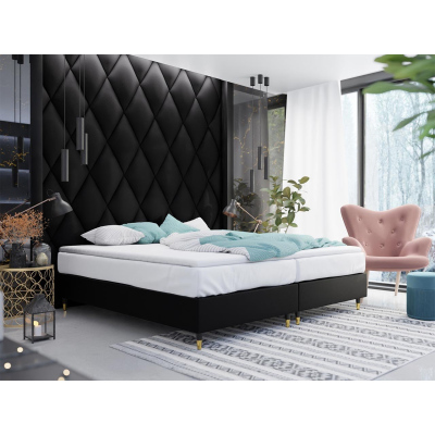 Manželská čalouněná postel s matrací 160x200 NECHLIN 5 - černá ekokůže