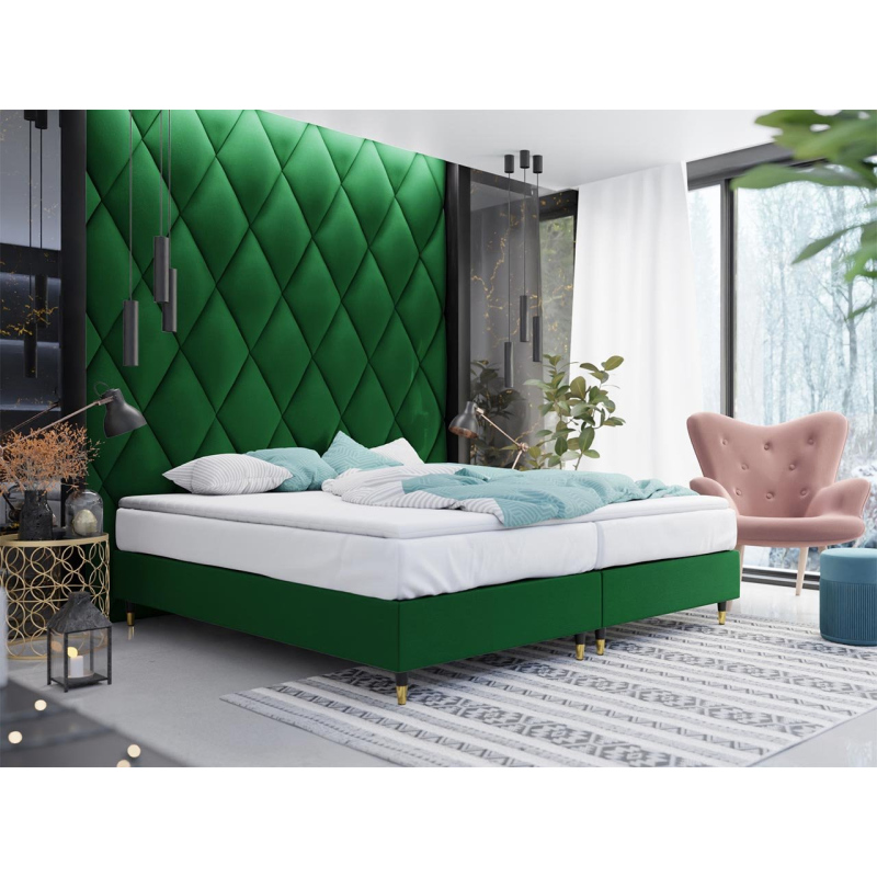 Manželská čalouněná postel s matrací 160x200 NECHLIN 5 - zelená