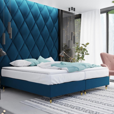 Manželská čalouněná postel s matrací 160x200 NECHLIN 5 - modrá