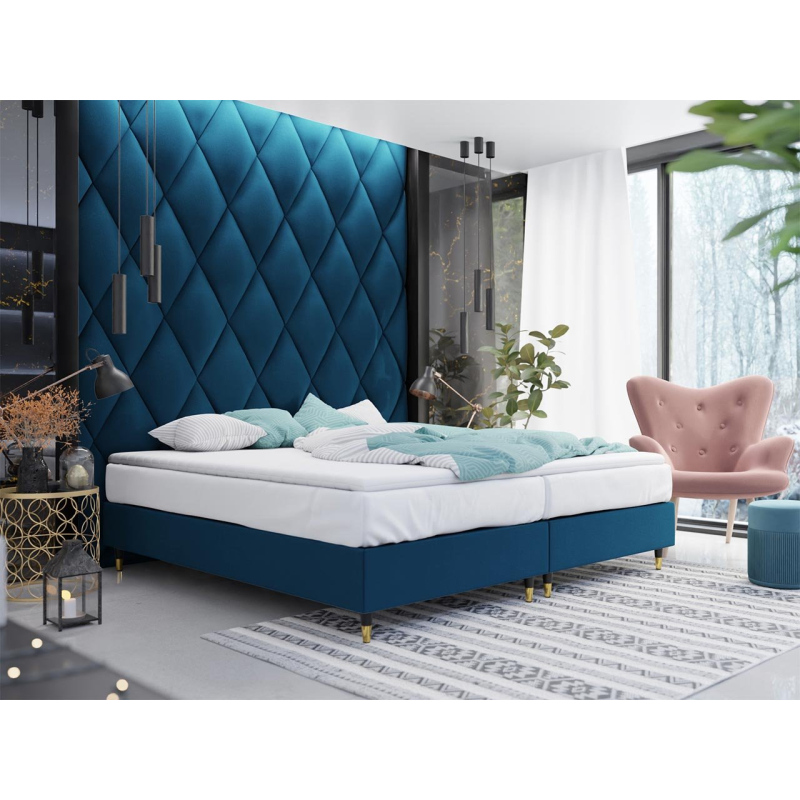Manželská čalouněná postel s matrací 160x200 NECHLIN 5 - modrá