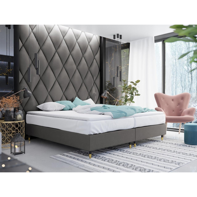 Manželská čalouněná postel s matrací 160x200 NECHLIN 5 - šedá