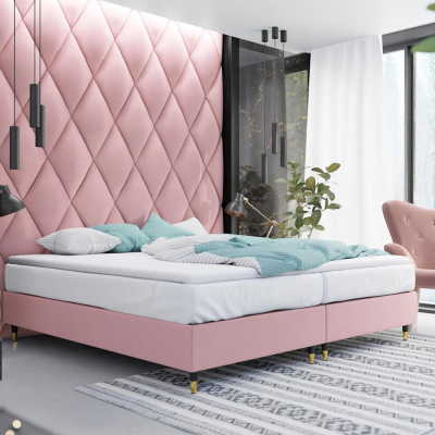 Manželská čalouněná postel s matrací 160x200 NECHLIN 5 - růžová