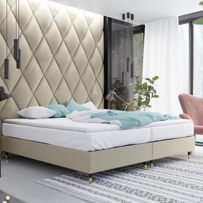 Manželská čalouněná postel s matrací 160x200 NECHLIN 5 - béžová