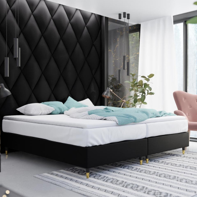 Manželská čalouněná postel s matrací 140x200 NECHLIN 5 - černá ekokůže
