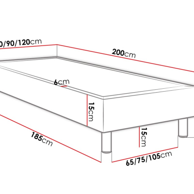 Jednolůžková čalouněná postel 120x200 NECHLIN 5 - černá ekokůže