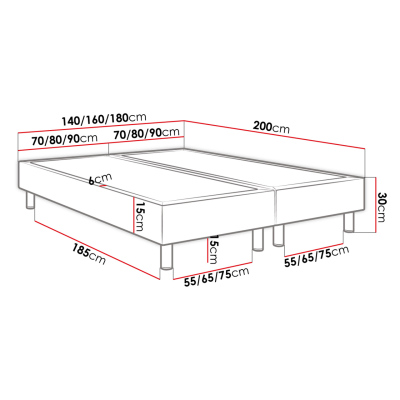 Manželská čalouněná postel 180x200 NECHLIN 5 - modrá