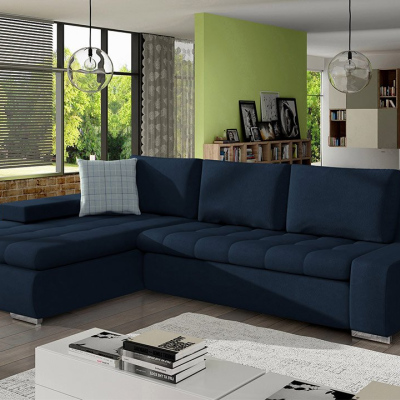 Rohová sedačka na každodenní spaní ABEL 2 - tmavá modrá