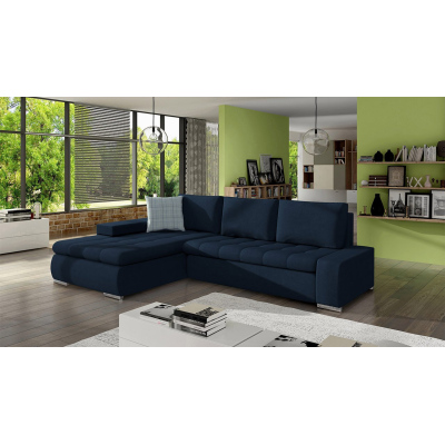 Rohová sedačka na každodenní spaní ABEL 2 - tmavá modrá