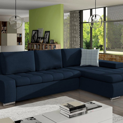 Rohová sedačka na každodenní spaní ABEL 2 - tmavá modrá
