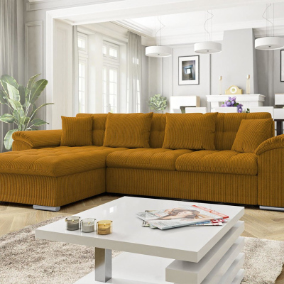 Rohová sedačka na každodenní spaní DELFINA - hnědá, levý roh