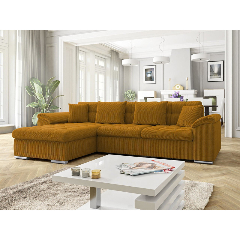 Rohová sedačka na každodenní spaní DELFINA - hnědá, levý roh