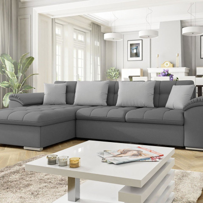 Rohová sedačka na každodenní spaní DELFINA - tmavá šedá / světlá šedá, levý roh